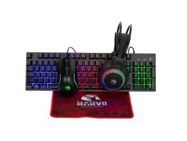MARVO Loot 40 billentyűzet+egér+egérpad+fejhallgató combo - Fekete - UK /Membrán/ (CM416 EN)